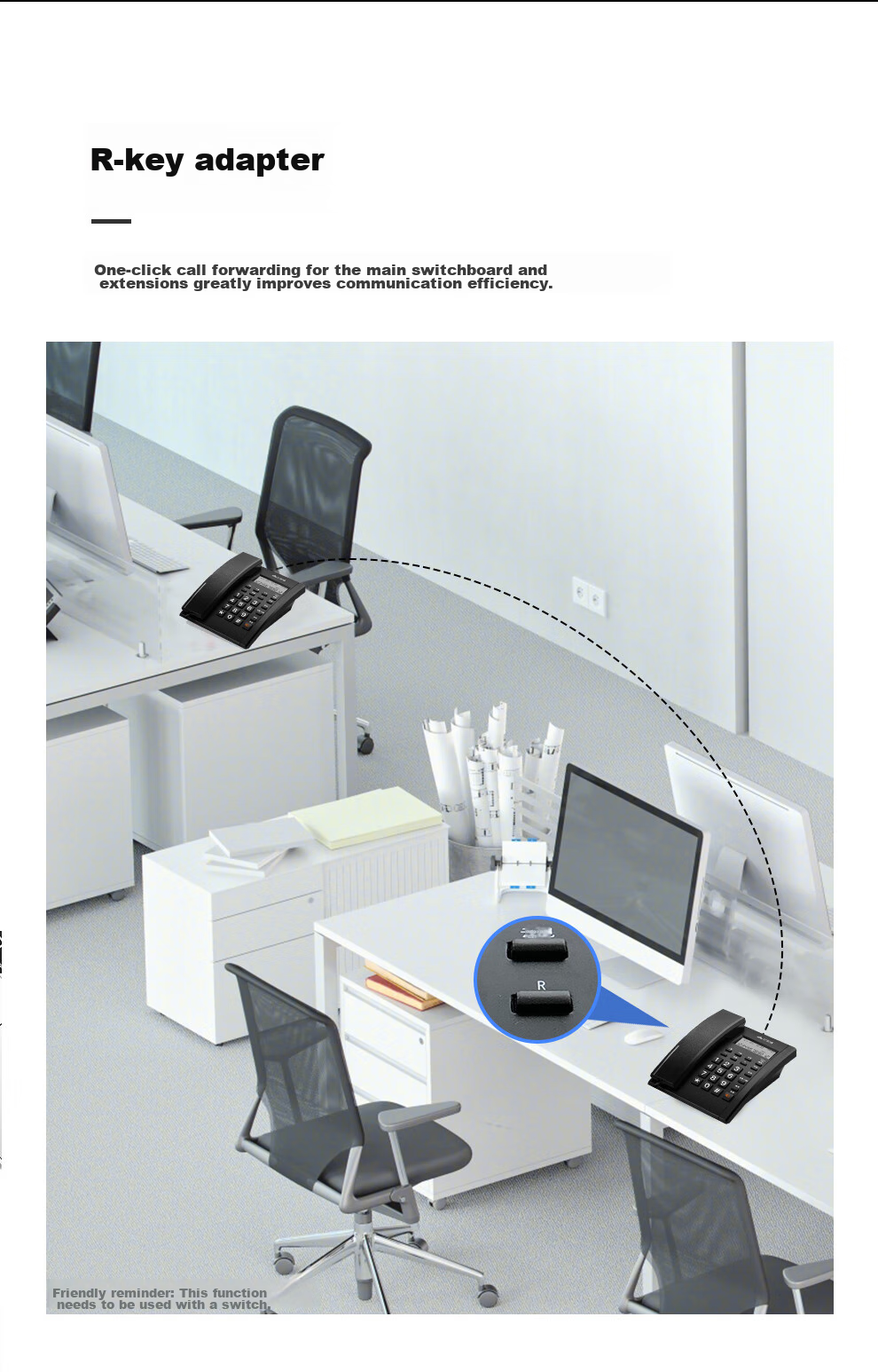Yijiatong Office Telephone T17B, Home Landline, Stylish Business Office Caller ID, Office/Home/Business, Red Dual Interface 9