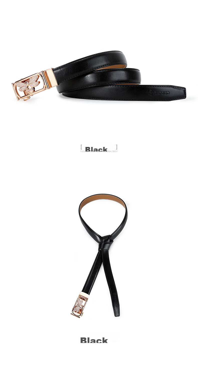 TUCANO Women's Leather Belt, Fashionable Versatile Korean Style Practical Ladies' Waistband with Automatic Buckle, No Drilling Required, Birthday And 520 Gift 12