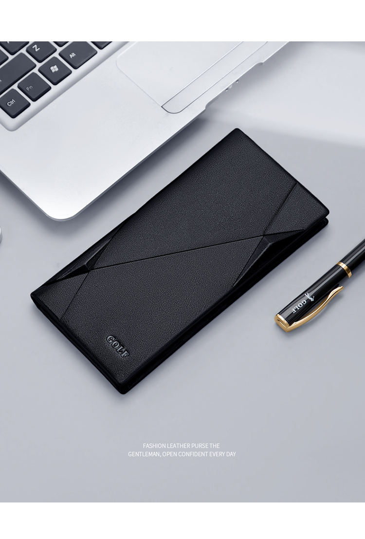 GOLF Men's Wallet, Top-Grain Leather, Long Style, Multiple Card Slots, Slim Casual Leather Wallet, Bill Holder, Gift Box Packaging 3