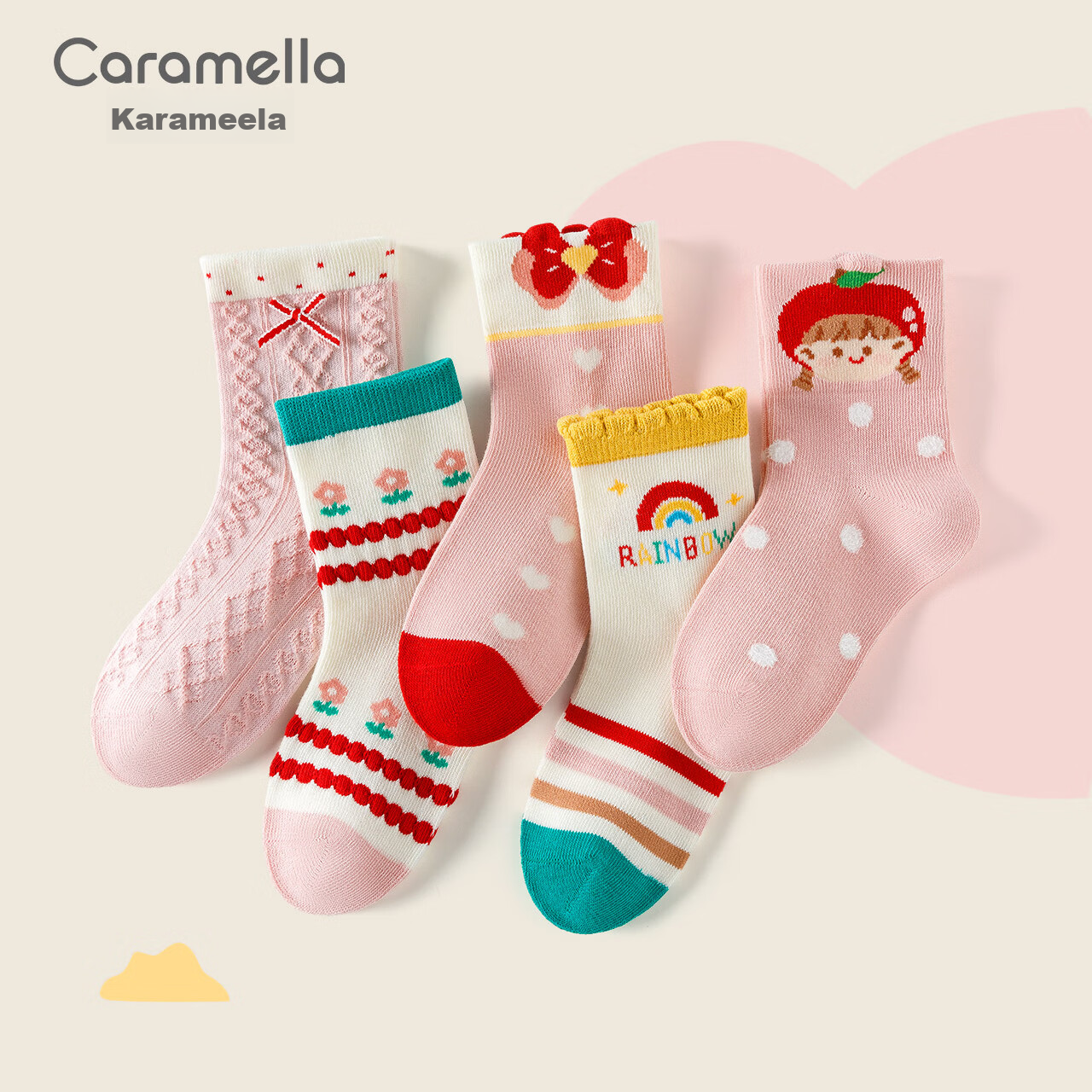 Caramella Spring And Summer Children's Socks, Girls' Mid-Calf Socks, Cartoon Cute Xinjiang Cotton Soft Comfortable Baby Floor Socks
