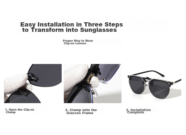 LESCA LUNETIER Myopia Sunglasses Clip for Men, Driving-Specific Polarized UV Protection for Women, High-Definition Black And Gray Lens (Daily Use) 9