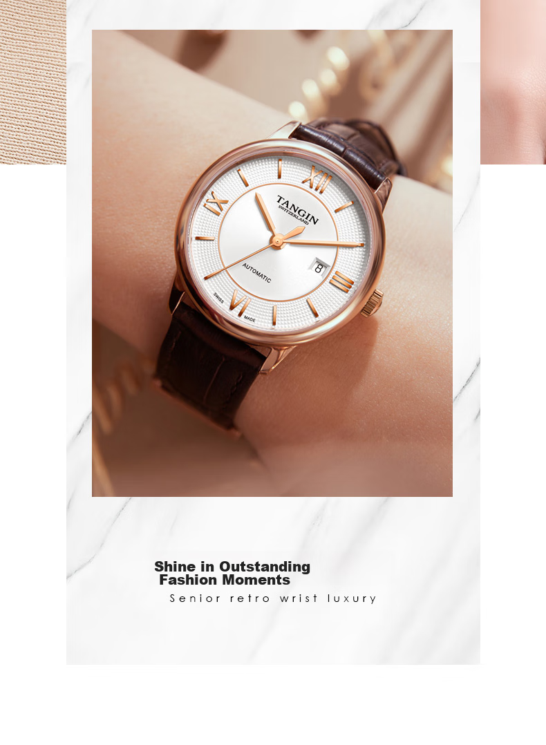 TANGIN Ladies' Watch, Fully Automatic Mechanical Women's Watch, Fashionable Diamond-Studded Elegant Timepiece, Birthday Gift for Wome 11