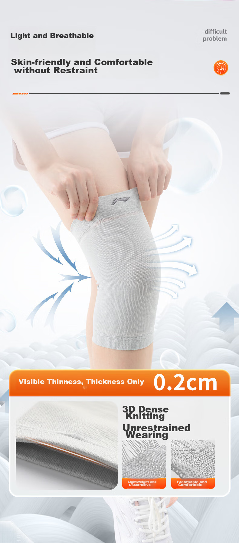 Li-Ning Knee Brace for Sports, Running, Warmth, Women's Cold Legs, Meniscus Injury, Specialized Knee Support for Basketball, Badminton, Patella Protection, Hiking 6