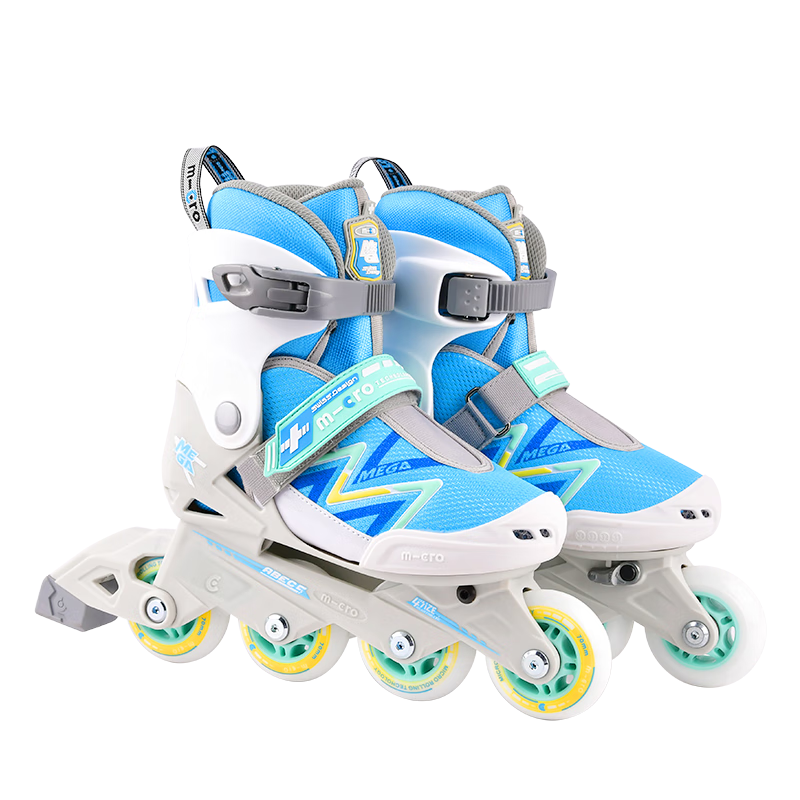 MEGA Children's Roller Skates for Boys And Girls, Inline Skates with Adjustable Wheels for Primary And Secondary School Students, Blue Set, Size L