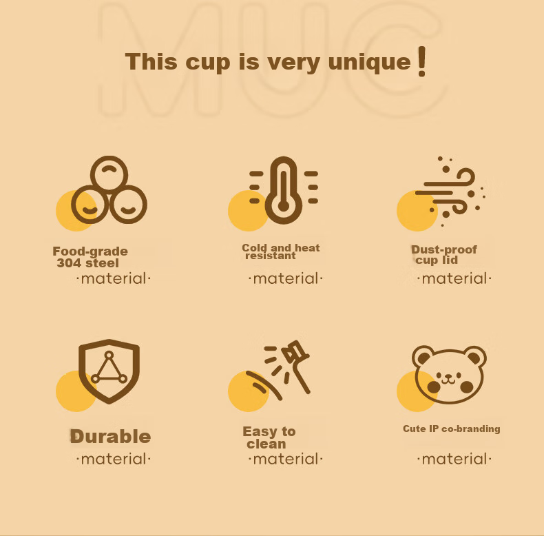 WORTHBUY 316 Stainless Steel Children's Milk Cup, Baby Drinking Cup, Double-Layer Anti-Scalding with Scale And Straw Cup, Rabbit Desig 2