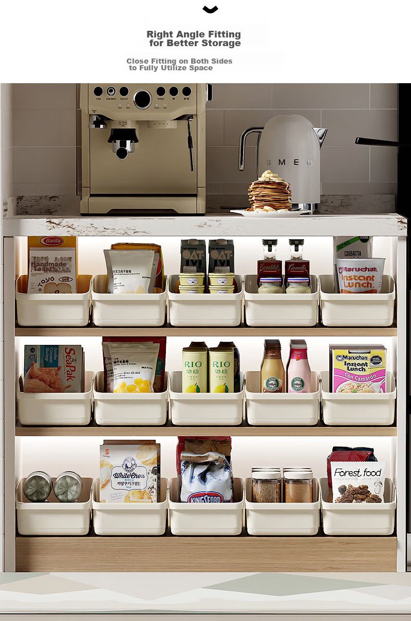 Baicaoyuan Storage Box, Kitchen Organizer with Wheels, Cabinet Clutter Storage Basket, Under-Sink Organizer, Set of 2 3