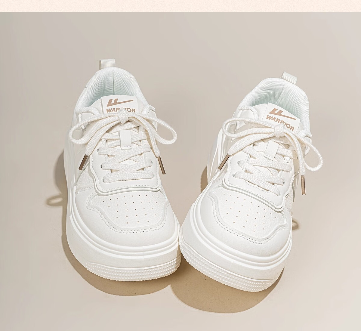 Warrior Women's Shoes, White Sneakers, Skateboard Shoes, New Spring 2026 Leather Dad Shoes, Thick-Soled Heightening Versatile Casual Sports Shoes 17
