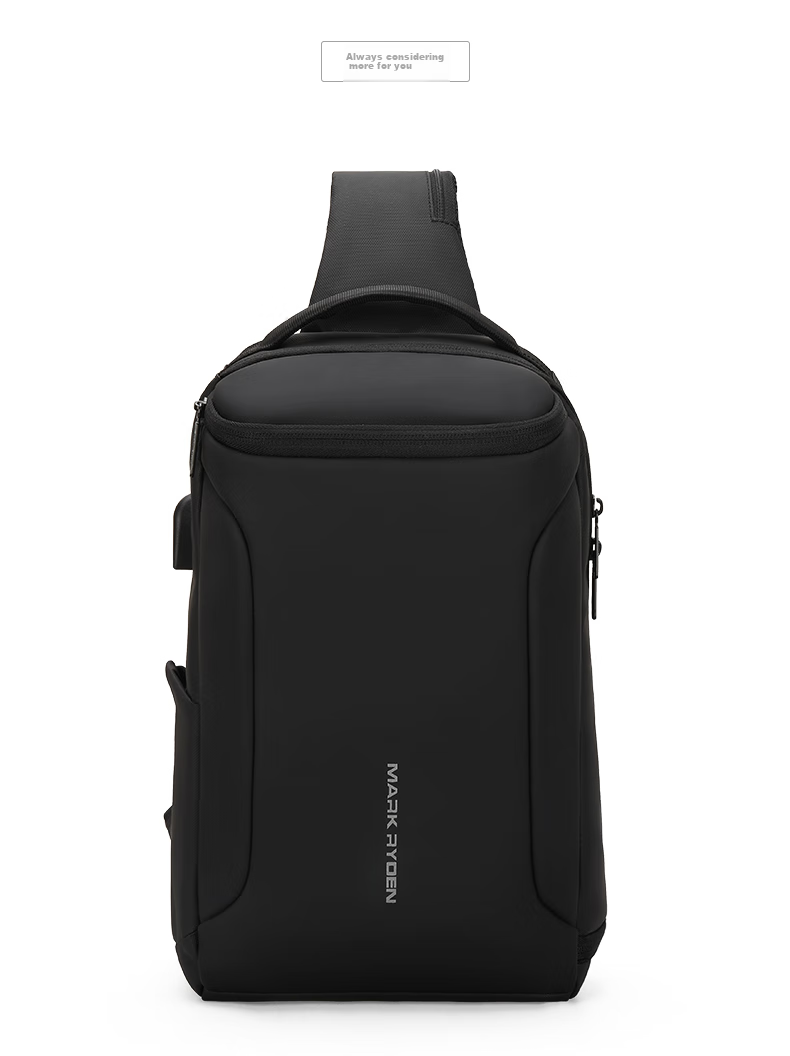 MARK RYDEN Men's Shoulder Bag, Business Casual Crossbody Bag, Water-Resistant Chest Pack, Fashionable Sports Mini Backpack MR7069 Elegant Black 18
