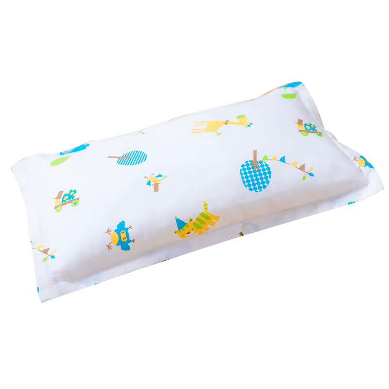 Xiqinbao Baby Pillow Children's Pillow Kindergarten Baby Nap Pillow 50x30cm (Gauze Pillowcase + Pillow Core) Blue Pony