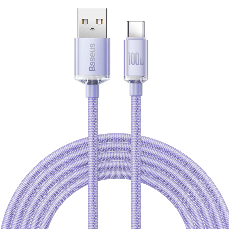 Baseus Type-C Data Cable, Compatible with 100W/66W Huawei Charging Cable, 6A Fast Charging Cable for Mate70pro/P50/40, Honor 70, Xiaomi, 2 Meters, Purple