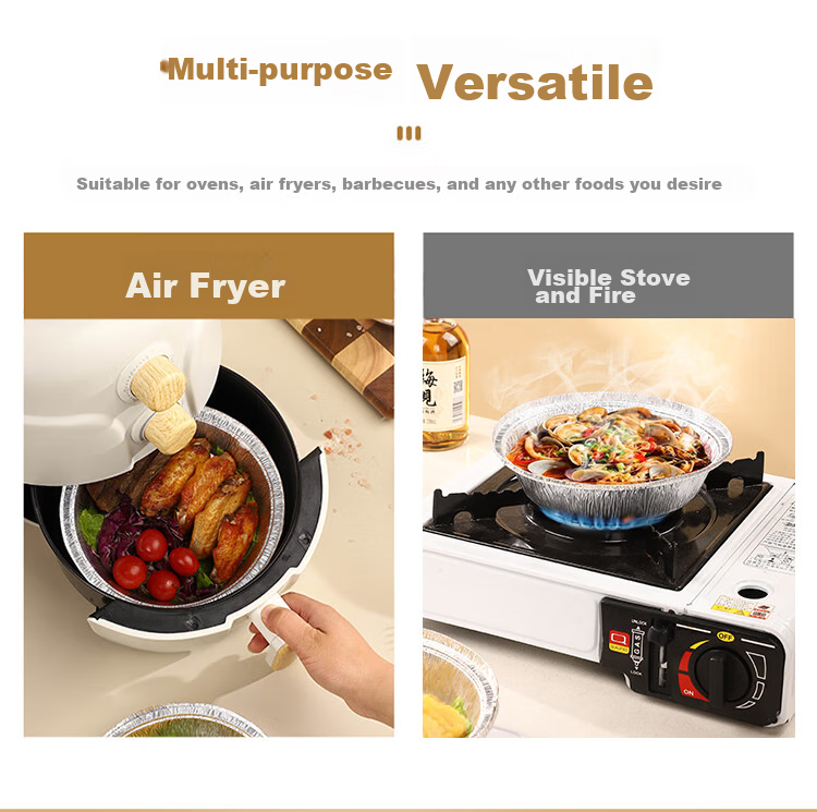 Guangyi Air Fryer Aluminum Foil Pans, Air Fryer Specific Paper Tin Foil Bowls, Aluminum Foil Baking Trays, 19cm*50 Pieces, GY8725 10