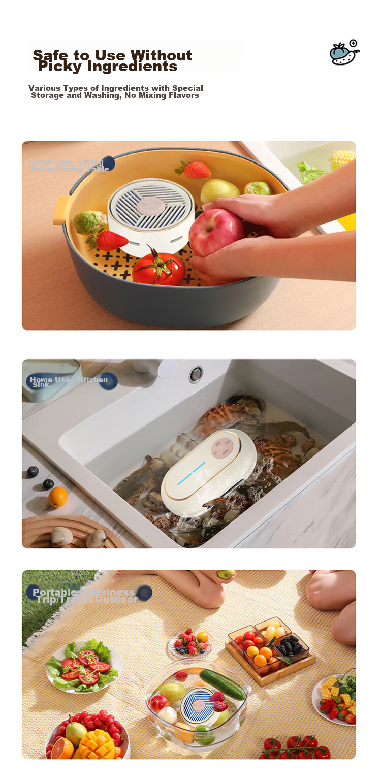 GUGE [Meat And Vegetable Separation Washing] German Wireless Fruit And Vegetable Purification Cleaning Machine, Fruit Cleaner, Vegetable Purifier, Food Purifier, Vegetable Washer, Fruit And Vegetable Cleaning Device, Titanium Fruit And Vegetable Machine 6