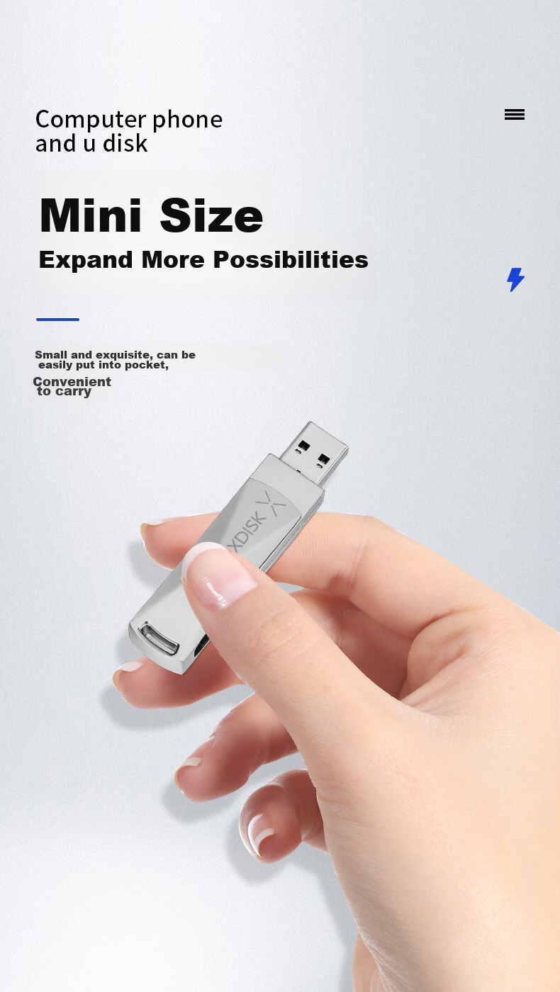 Xiaopan (XDISK) 128GB Portable Solid State USB Flash Drive, USB3.2 Gen2 Type-C Dual Interface M8 Bright Gray High-Speed Flash Drive, Large Capacity, Read Speed 550m/s, Computer And Phone USB Drive 8