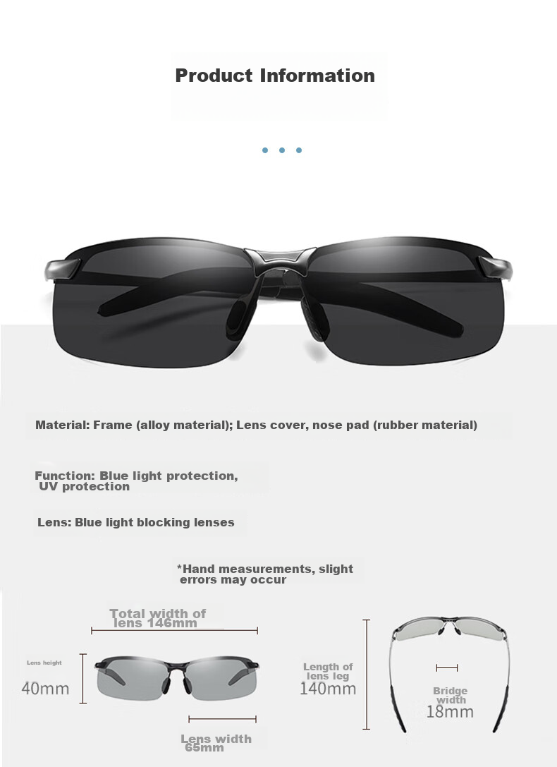 Boliliangpin Upgraded Anti-Blue Light Photochromic Sunglasses for Men, Day And Night Use, Driving Sunglasses, Fishing Goggles, UV Protectio 11