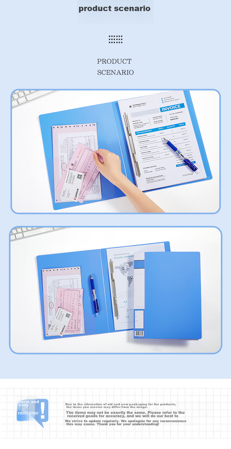 COMIX A4 File Folder/document Holder/single Spring Clip, Blue, Office Stationery A300 7