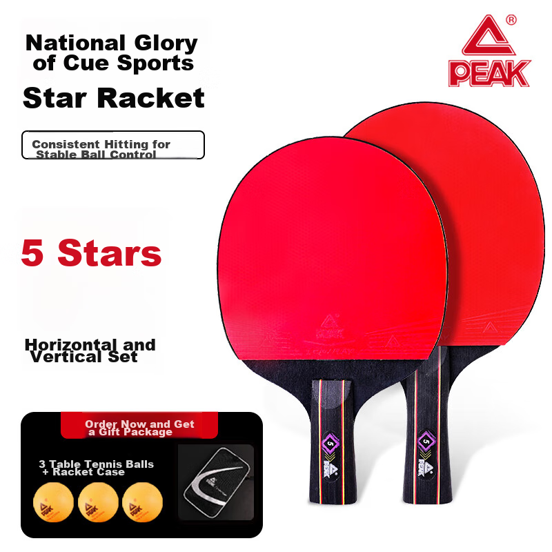 PEAK Table Tennis Racket, Professional Adult And Student Competition Training Racket Set, Penhold And Shakehand Grip, Q5 Star