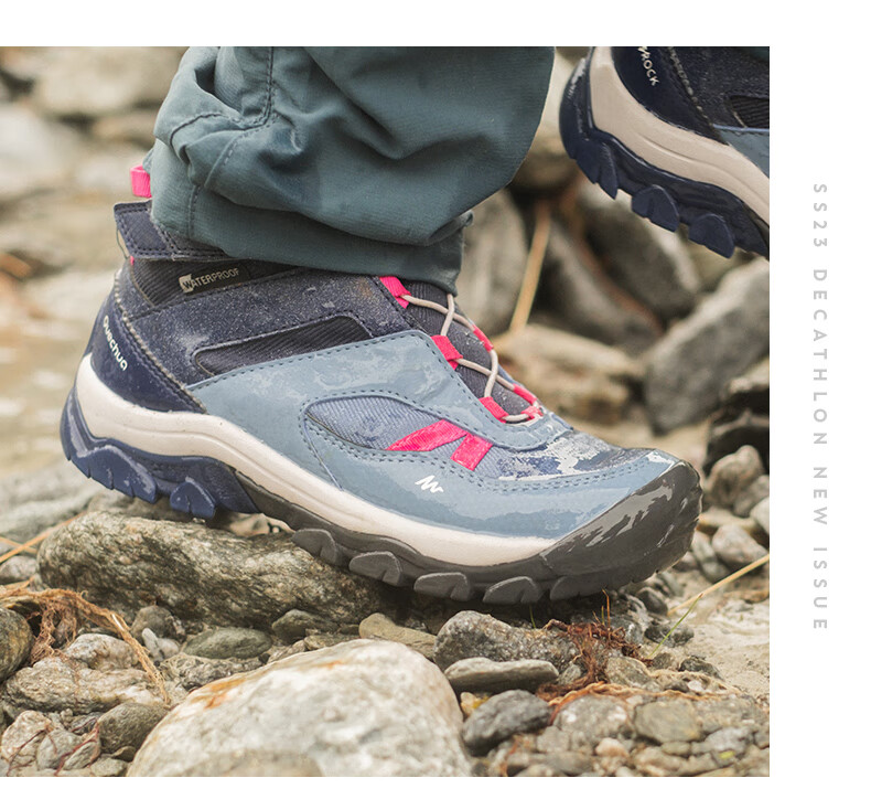 DECATHLON Children's Hiking Shoes, Outdoor Waterproof Trekking Shoes, Sports Shoes, QUJR Gray, Velcro, Size 32, 2999056 11