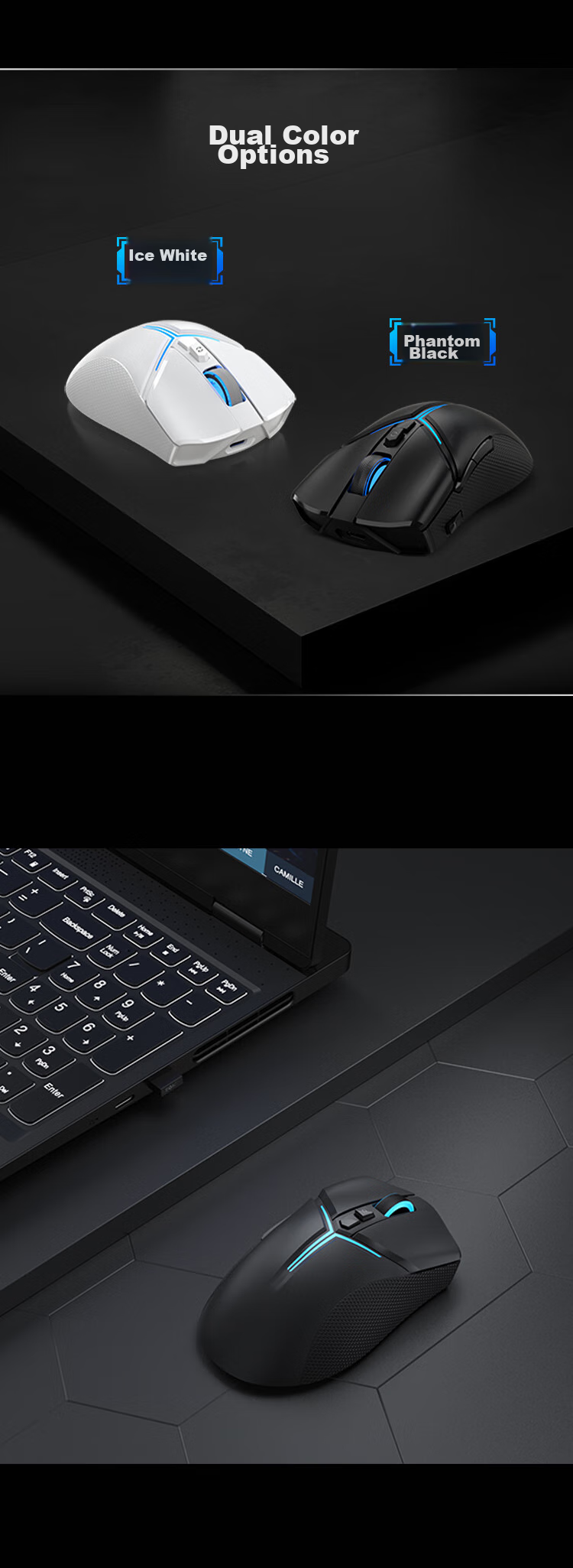 Lenovo Savior M7 Wireless Gaming Mouse, Esports-Specific Wired Bluetooth Mouse, Ergonomic Lightweight Laptop Warrior/Y9000P/R7000 Original, Phantom Black 10