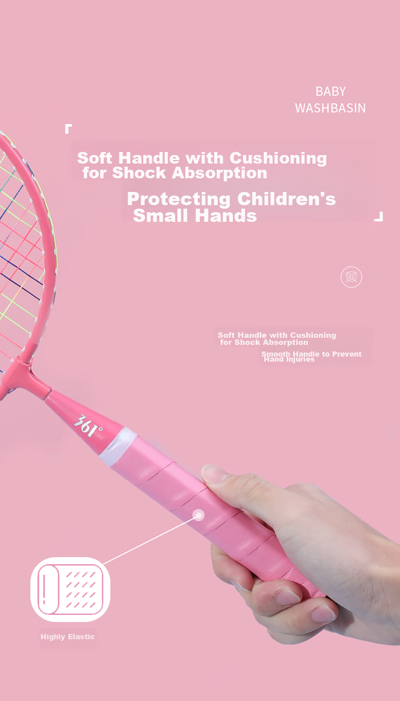 361° Badminton Racket for Children, Durable Set for Ages 3-12, Toy Gift Package, Pink + Blue 14