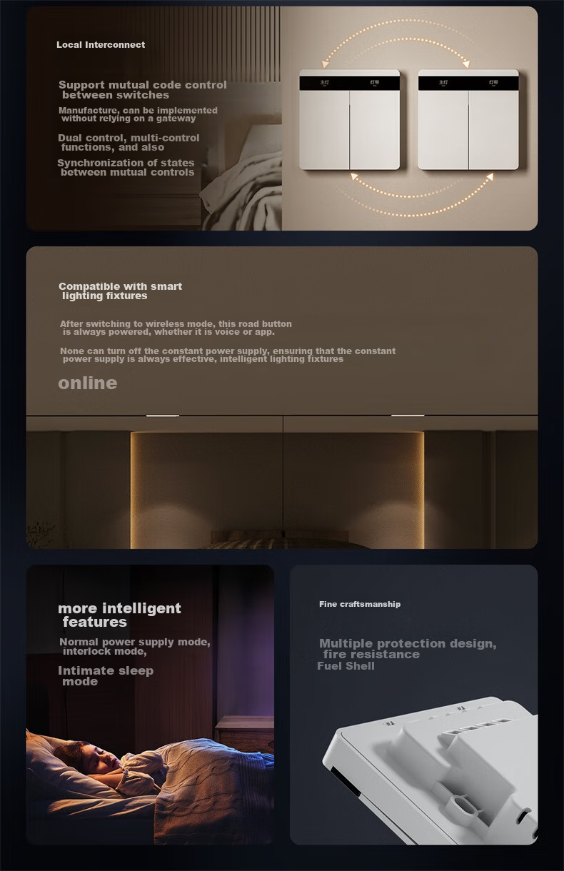 Linptech Smart Screen Switch E2 Lite Customizable Button Names Integrated with Mijia APP Zero Fire Three-Button White 3