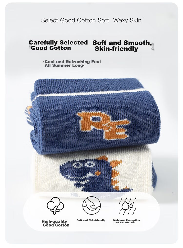 Bingxuemumian Children's Socks for Boys, Mid-Calf Cotton Socks for Autumn And Winter, 6 Pairs, for Small to Big Kids, Boys' Casual Short Socks for Spring And Fall, All Seasons 3
