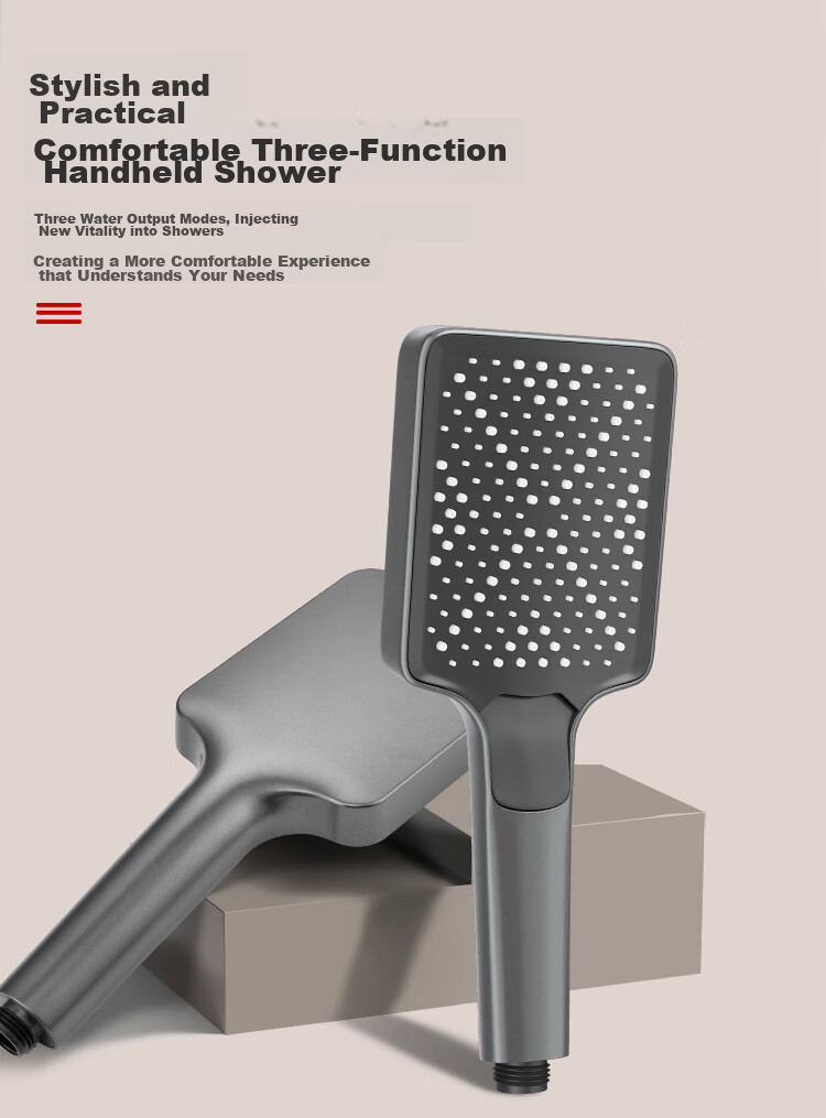 Larsd Pressurized Shower Head, Handheld Shower Sprayer, Three Water Flow Settings, Bathing Rain Shower, Showerhead LD5587 5