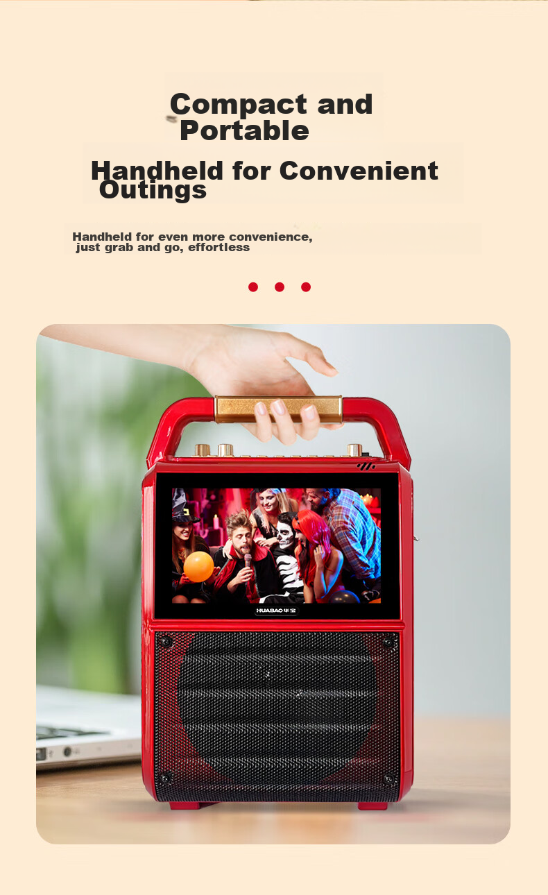 Huabao 1052 Bluetooth Dual Microphone Square Dance Speaker with Display Screen, Outdoor Portable Karaoke Speaker, Home All-In Machine for Singing And Square Dancing 8