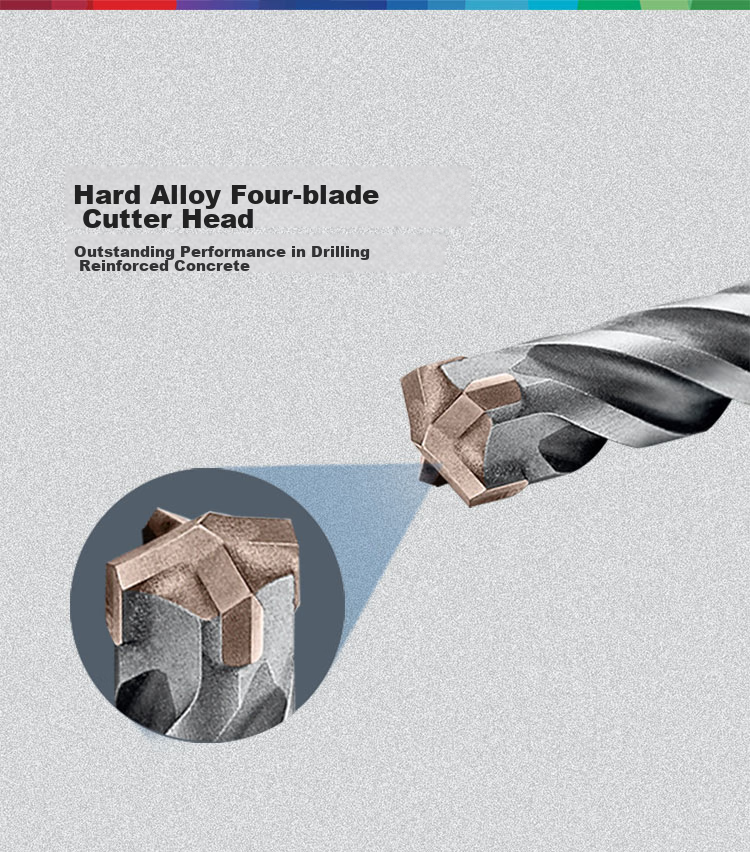 BOSCH Rotary Hammer Drill Bit, Four-Hole 5 Series Round Shank, Two-Hole Two-Groove Concrete Masonry Drill Bit, 6/8/10mm, 3-Piece Set 4
