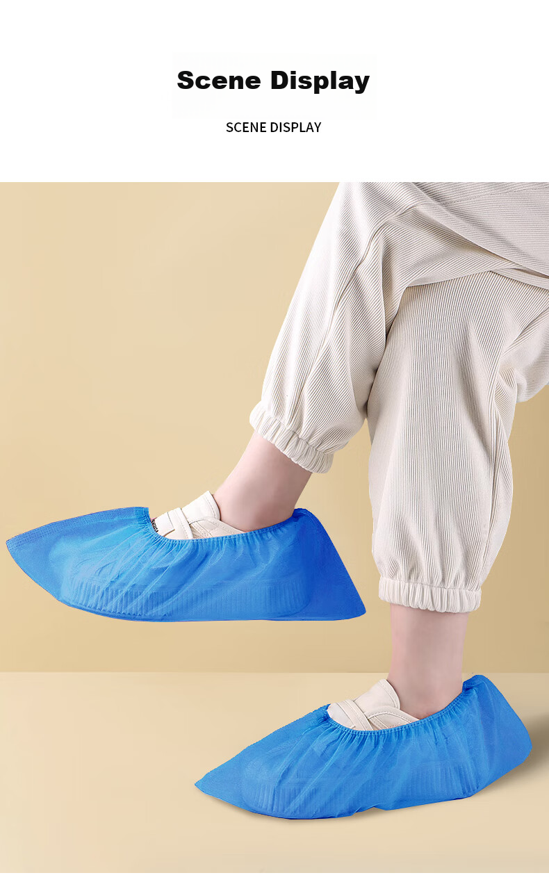 Baicaoyuan Disposable Shoe Covers, Thickened Non-Woven Fabric, 100 Pieces, Sample Room Computer Room Dust-Proof Breathable Shoe Covers, Home Use One Size Fits All, Blue 16