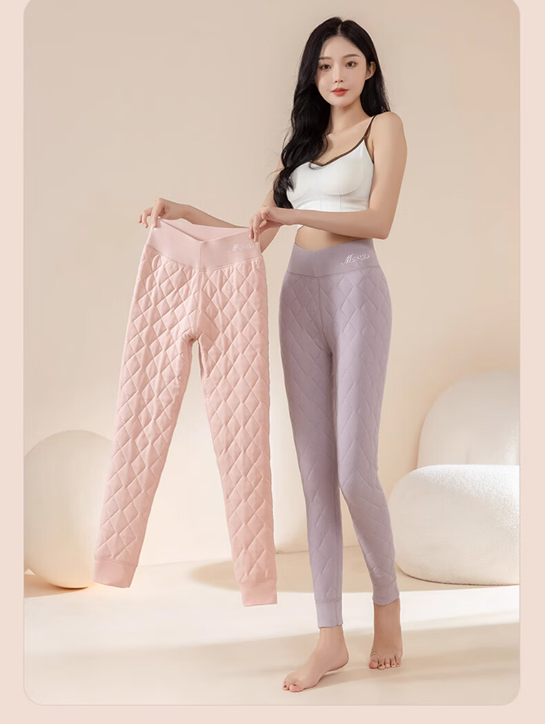 Langsha 100% Wool Thermal Pants Women Autumn Winter Fleece Lined Thickened Cotton Pants High Waist Plus Size Slim Fit Leggings 14