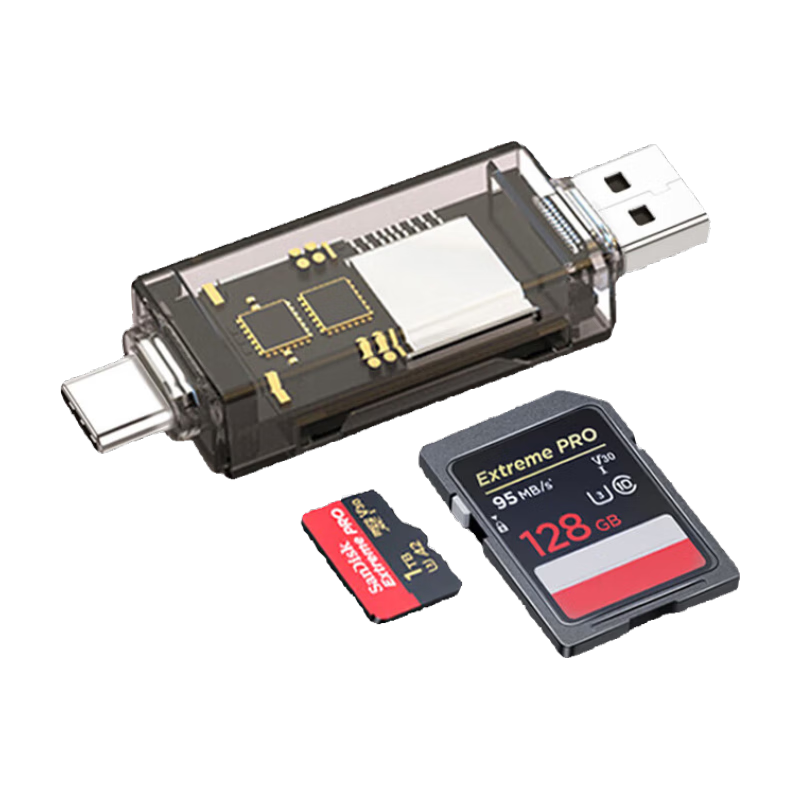 LinkStone USB/Type-C Card Reader SD/TF Dual-Function Two-In OTG USB-C Phone Card Reader Compatible with DSLR Cameras, Surveillance Recorders, And Memory Card Storage