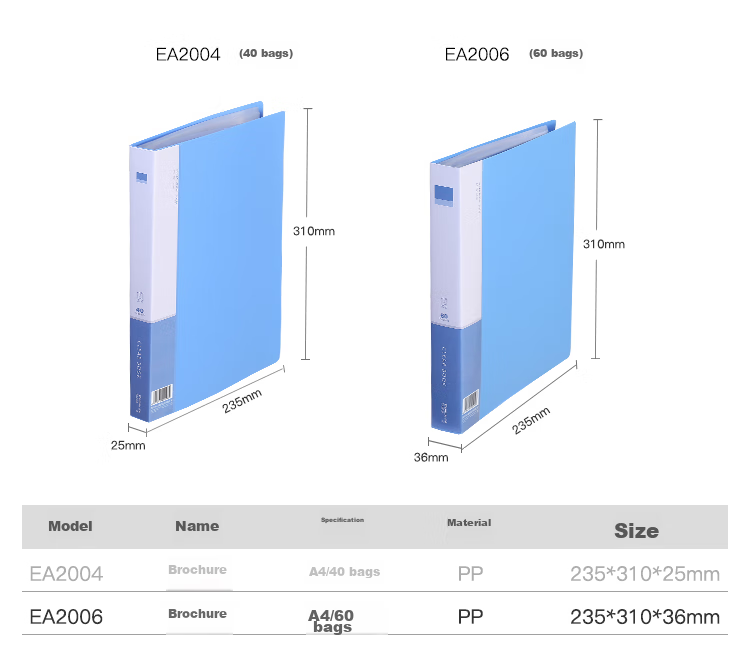 COMIX A4/60-Page Document Folder File Organizer Loose-Leaf Binder Archive Student Exam Paper Subject Storage Pouch Invoice Management Office File Protector Blue EA2006 2