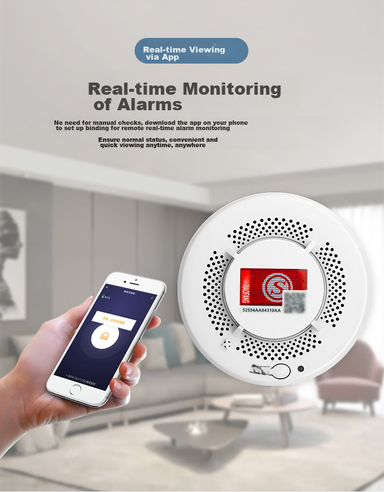 LFang PS-818 WIFI Smoke Alarm, Fire Safety 3C Certified, Fire And Smoke Temperature Alarm, Home Remote Warning System 8