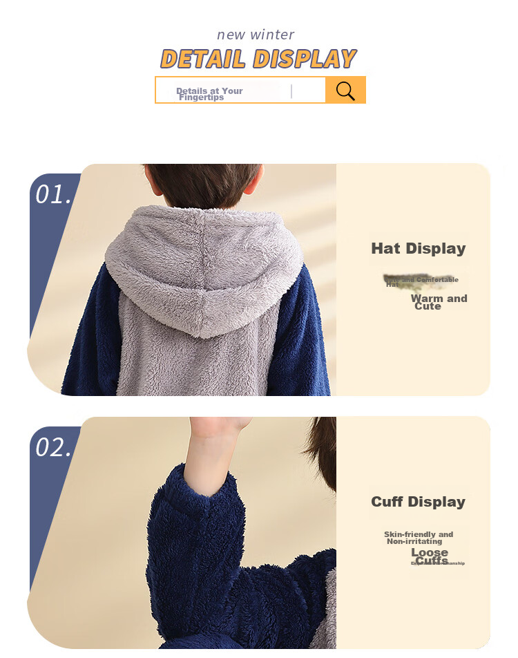 LangSha [Long Plush] Children's Pajamas, Boys' Home Wear Set, Autumn And Winter Style, Thickened Warm Baby Home Wear Set 13