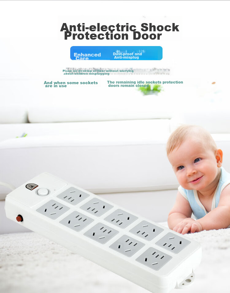 Zidantou Super Power Protection, New National Standard Safe Socket/power Strip/extension Cord, 10 Outlets, Total Length 4.8 Meters, TS-026c 5