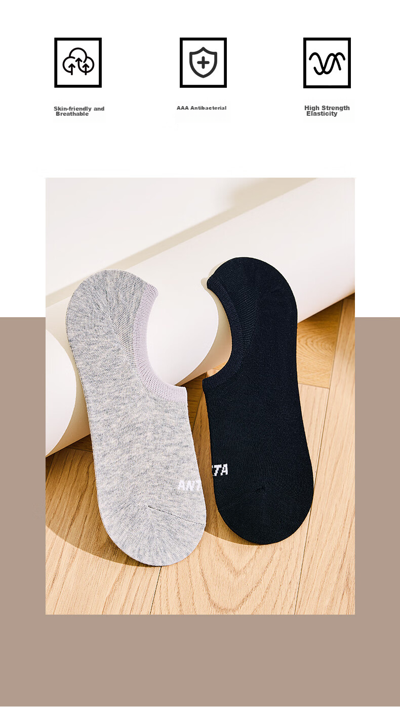 Anta Socks [4 Pairs] Sports Socks Long Socks Comfortable Antibacterial Sweat-Absorbing Breathable Running Basketball Socks Unisex 13