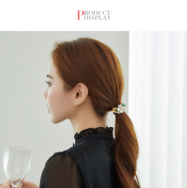 CHIMERA High-End Hair Tie, Cat's Eye Stone Four-Leaf Clover Hair Clip, Ponytail Elastic Band, Birthday Gift for Wome 8