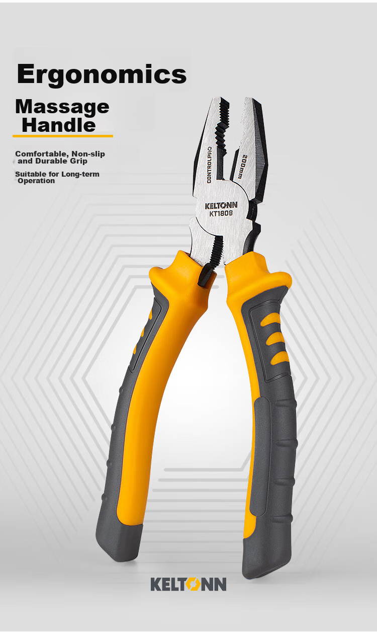 KELTONN Pliers, Wire Cutters, 8-Inch Tiger Pliers, Electrician's Gripping Tool, Household Tool, Blackened And Rust-Resistant, KT1808 4