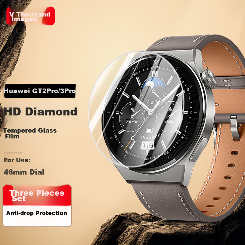 Weiqiantu [Three-Piece Deluxe Set] Screen Protector for Huawei GT3 Pro, Watch GT3 Pro Tempered Glass Film, High Definition Anti-Drop Anti-Scratch Protective Film GT3Pro-46mm