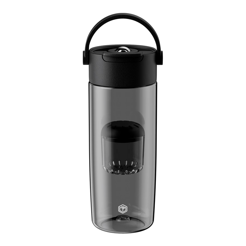 JD Original Magnetic Tea Infuser Cup, Magnetic Tea Compartment, Tritan Plastic Water Separation Sports Cup, Energetic Black 550mL