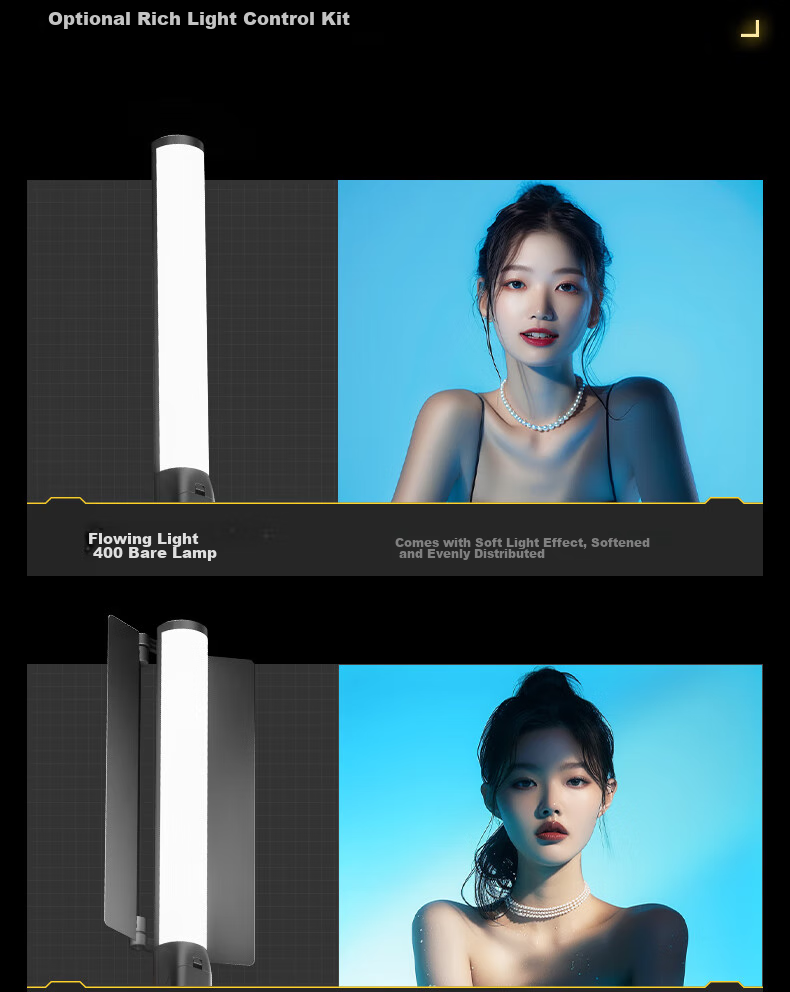 Sidande Flowing Light B400 Stick Light, Handheld Fill Light, 25W Photography Fill Light, RGB Portable Adjustable Color Temperature LED Hair Light, Professional Outdoor Shooting Night Scene Beauty Lighting 4