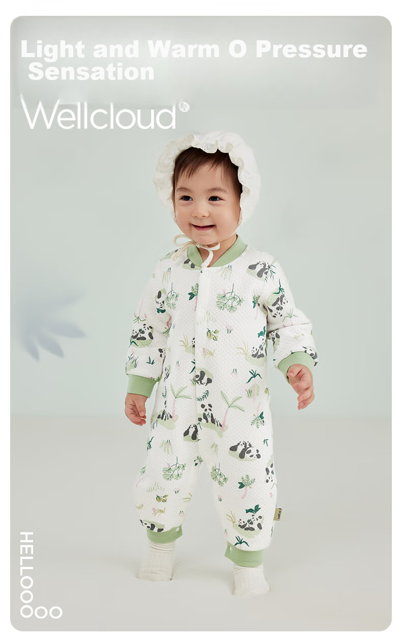 WELLBER Baby Romper for Boys And Girls, Infant Onesie Bodysuit Newborn Coverall Spring 2025 Panda 73cm 2
