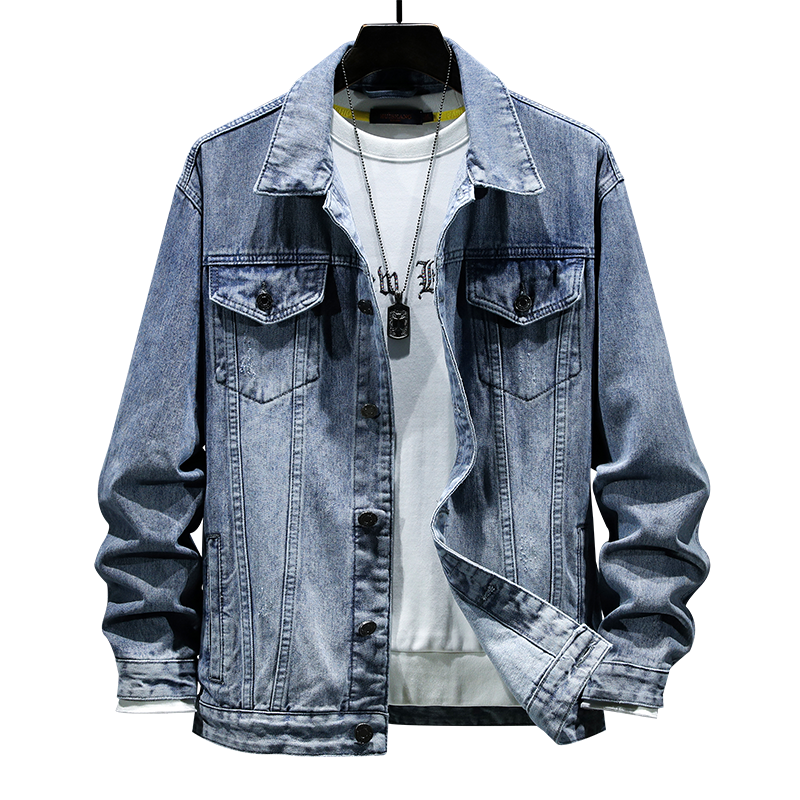 Pierre Cardin [Korean Style Trend] Men's Summer Fashion Comfortable Denim Jacket Blue L