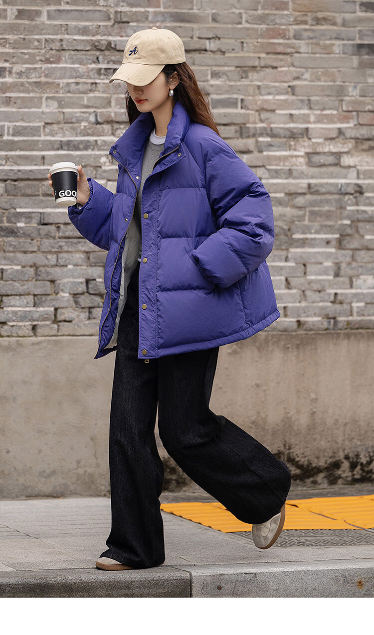 Dme [Light Warm Winter] Vintage Stand Collar 90% Duck Down Jacket for Petite Women, Warm Coat for Winter 12