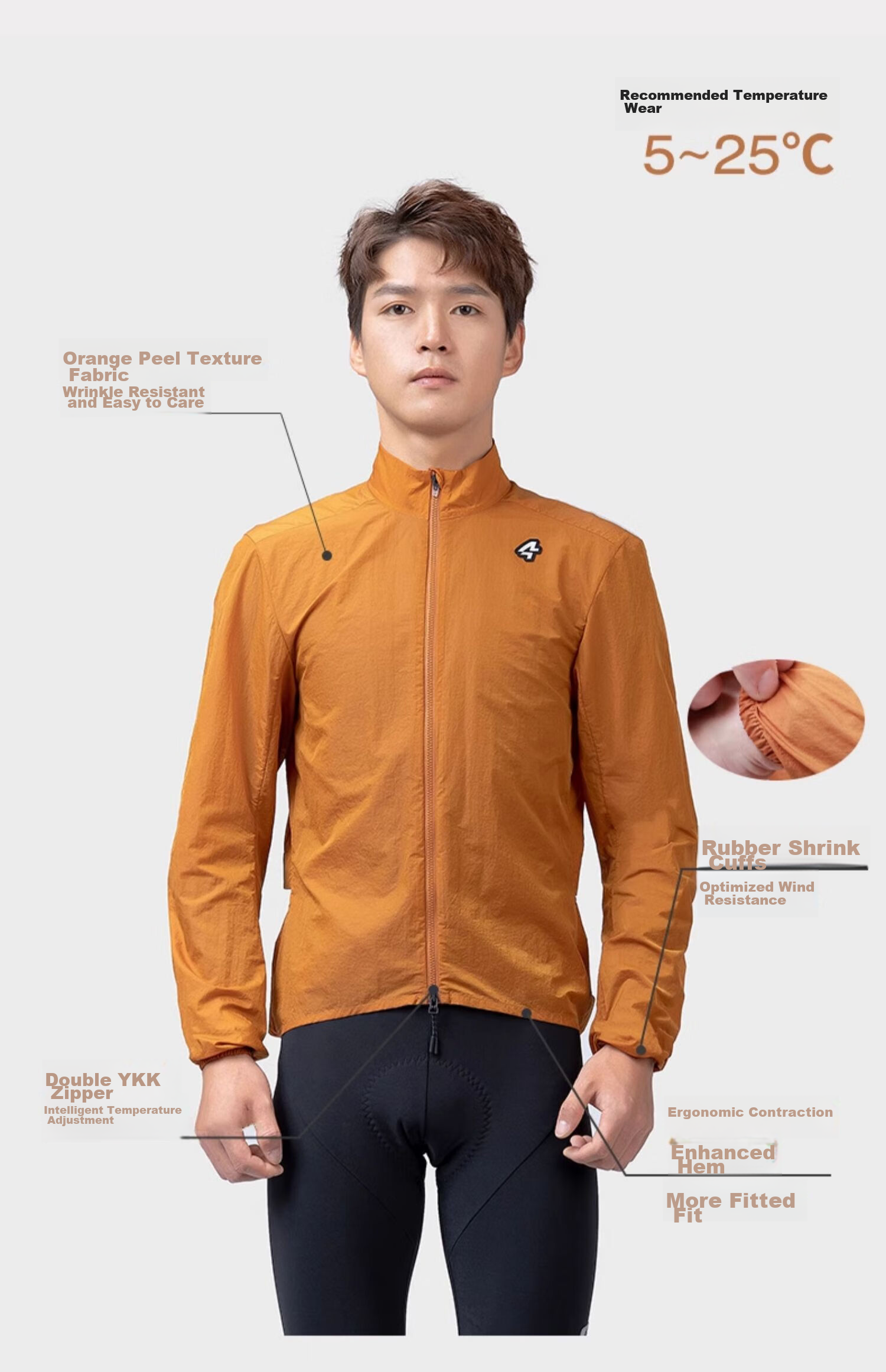 Lameda Spring And Autumn Cycling Sports Outdoor Windbreaker Thin Jacket Long Sleeve Men's Bicycle Road Riding Casual Color 2XL 3