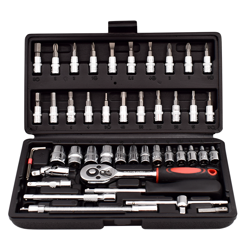 Leta Socket Tool Set, 46 Pieces, 6.3mm, Multi-Functional Extended Ratchet Hex Socket, LT-AM717