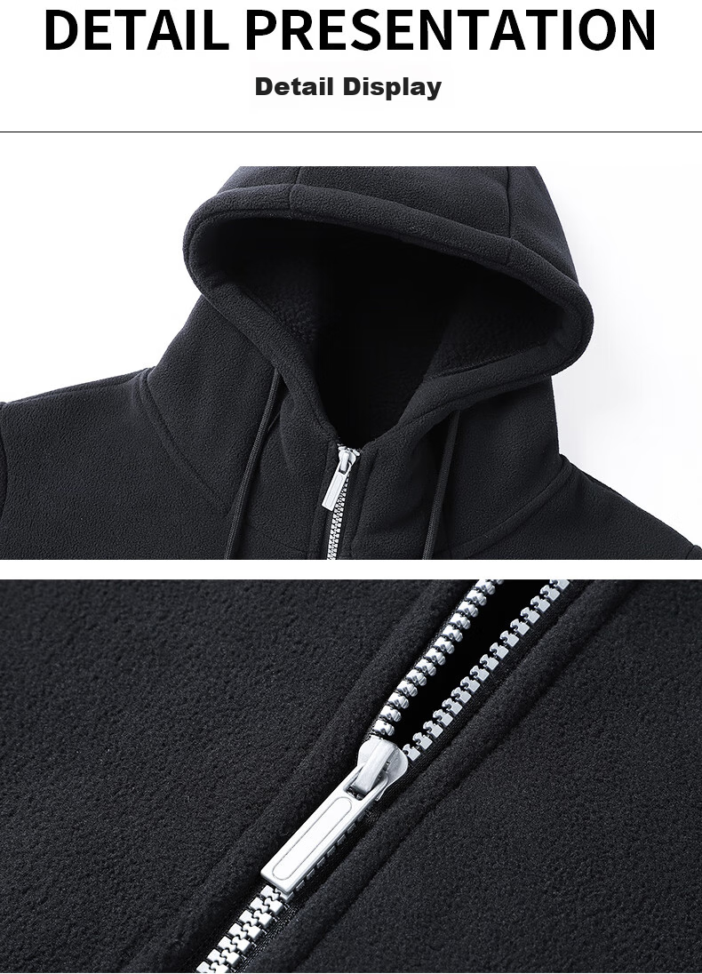 MiiOW Fleece Jacket for Men, Autumn And Winter New Trendy Versatile Outdoor Fleece-Lined Warm Casual Jacket Menswear 17