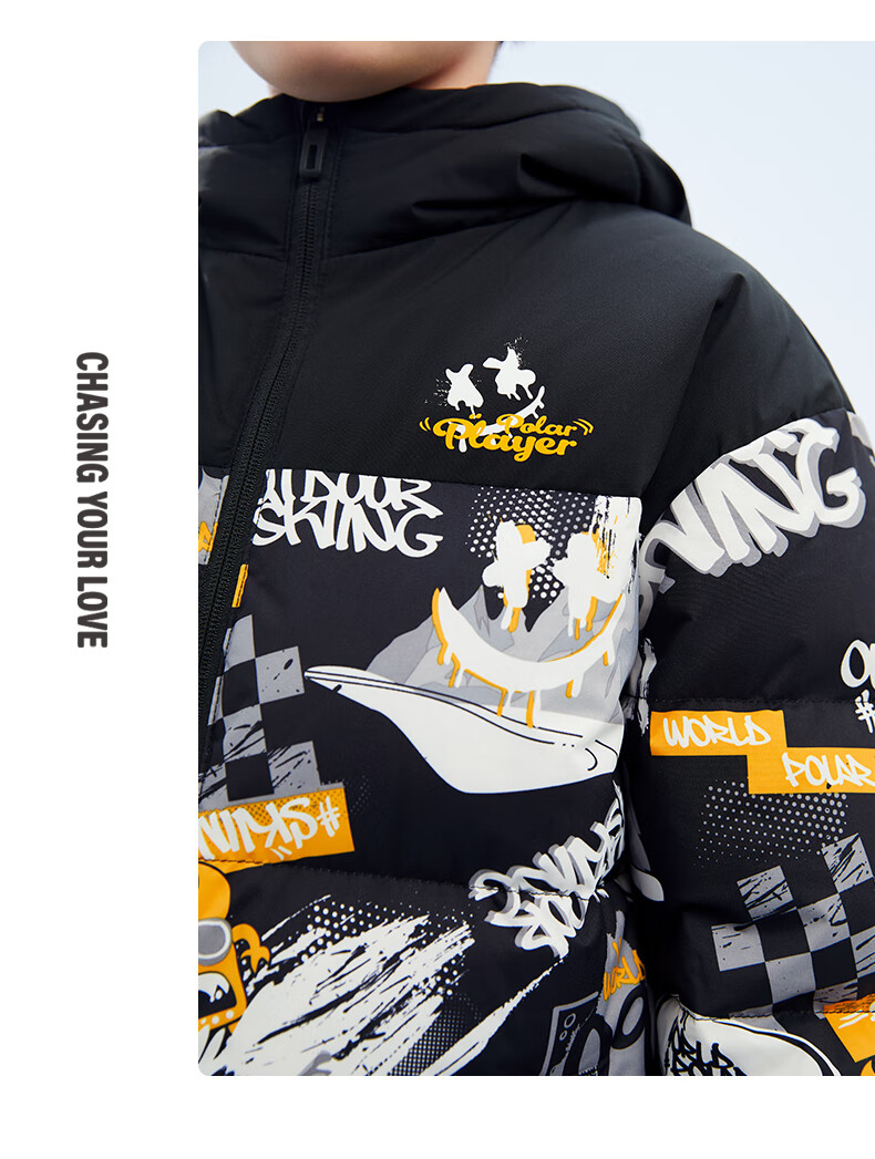 361° Kids Down Jacket 2025 Winter Boys Hooded Thickened Windproof Warm Coat Black 140 19