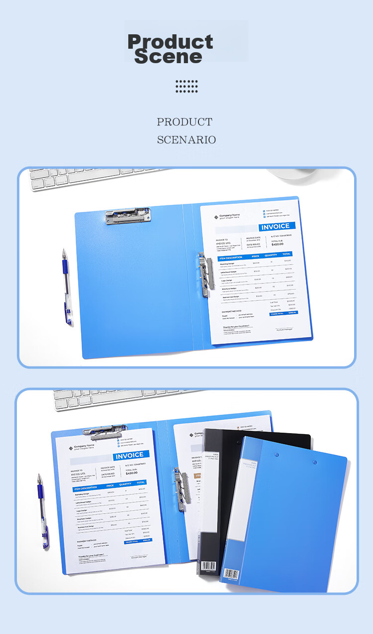 COMIX A4 File Folder, Double Strong Clips, Document Folder, Blue, for Bundling/Group Buying, AB600A-W 7