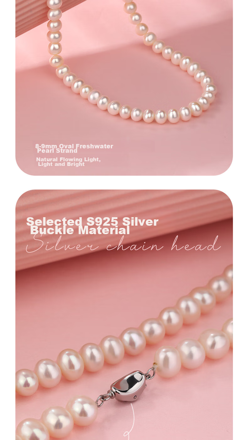 MANHE S925 Silver Freshwater Pearl Necklace for Women, 2026 New Light Luxury High-End Birthday Gift for Mom Or Girlfriend 4